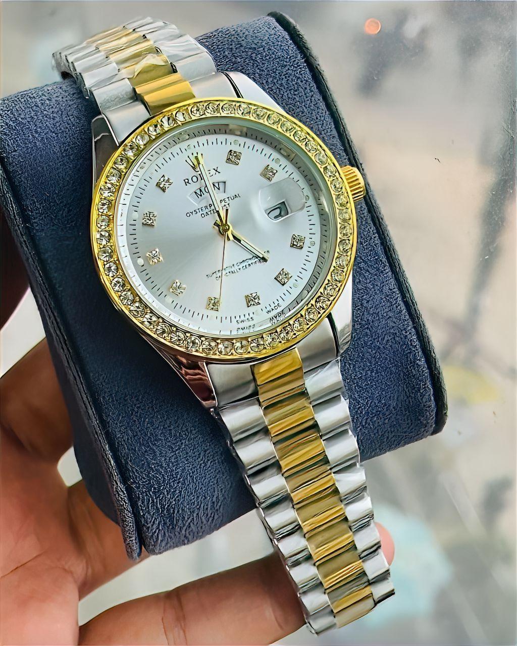 Oyster Perpetual Toton White Diamond Quartz Watch For Men