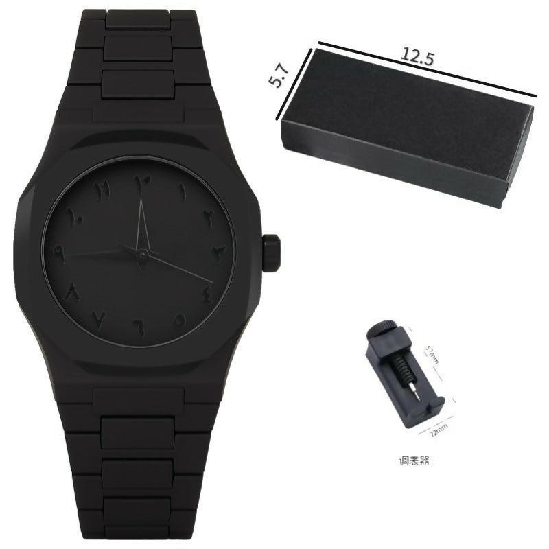 Premium Wheels Rolling Black Arabic Aura Watch for Men