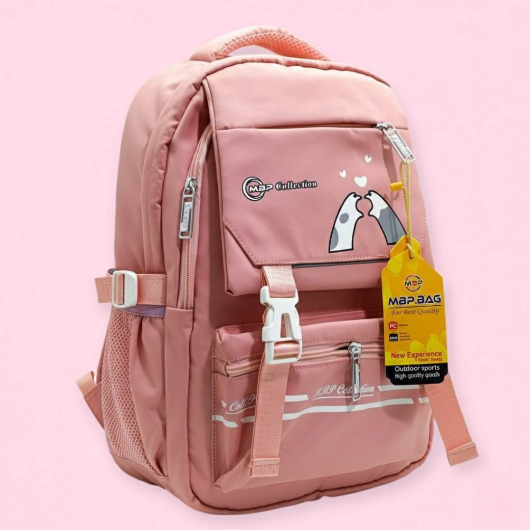 Cute Korean Style Pink Backpack for Girls Stylish Waterproof School Bag

