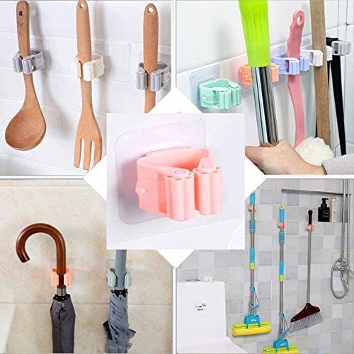 Wall Mounted Mop Organizer Holder Brush Broom Hanger Home Storage Rack Bathroom Suction Hanging Pipe Hooks Household Tools