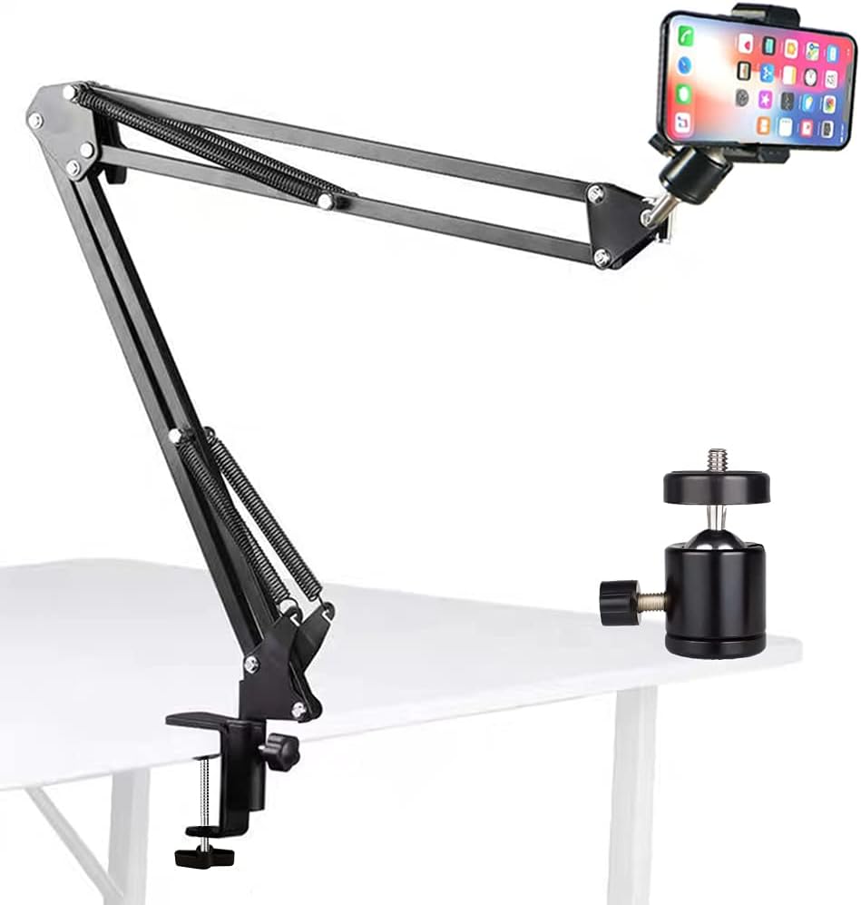 YIYANT Overhead Tripod Mount Articulating Arm,Cell Phone Holder, Arm Stand Accessory for Video Recording Live
