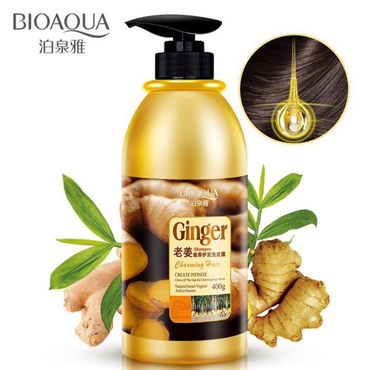 BIOAQUA Herbal Ginger Hair Shampoo - 400ml No Silicone Oil Anti Dandruff Anti-Itching Cleansing Oil Control Hair Scalp Treatment Shampoo