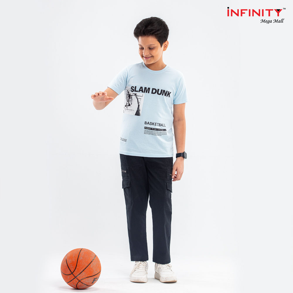 Infinity Mega Mall Cotton Sky Color Round Neck T Shirt For Boys Kids